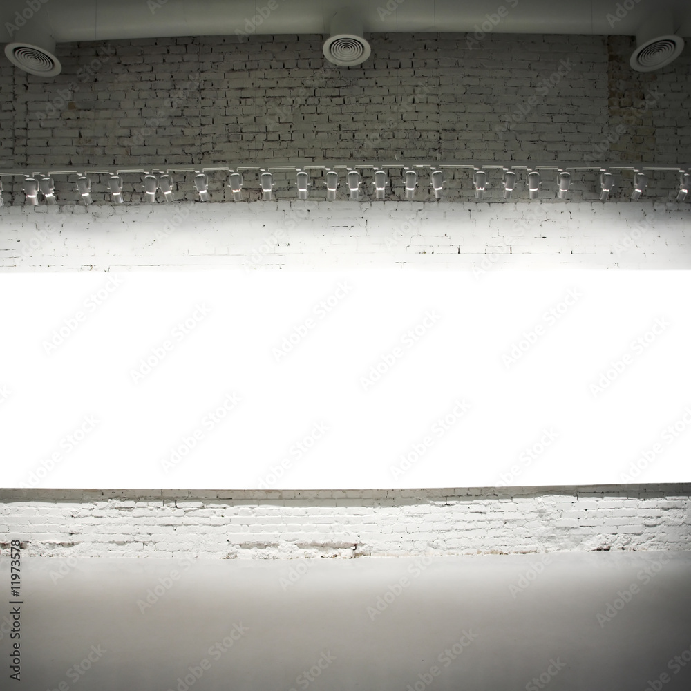 Naklejka premium Empty white banner on wall