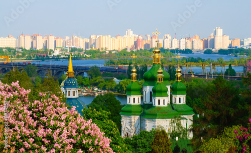 Panoramic view of the Vidubichi monastery, Kiev, Ukraine photo