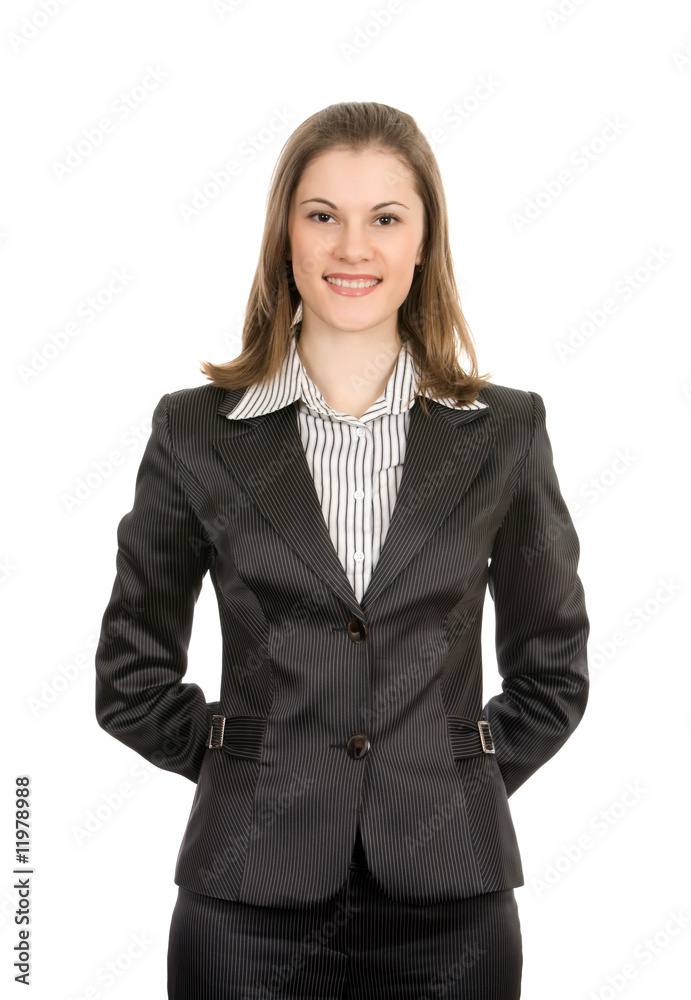 Beautiful smiling businesswoman. Isolated on white Beautiful smiling businesswoman. Isolated on white