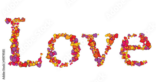 Love letters composed of heart shapes