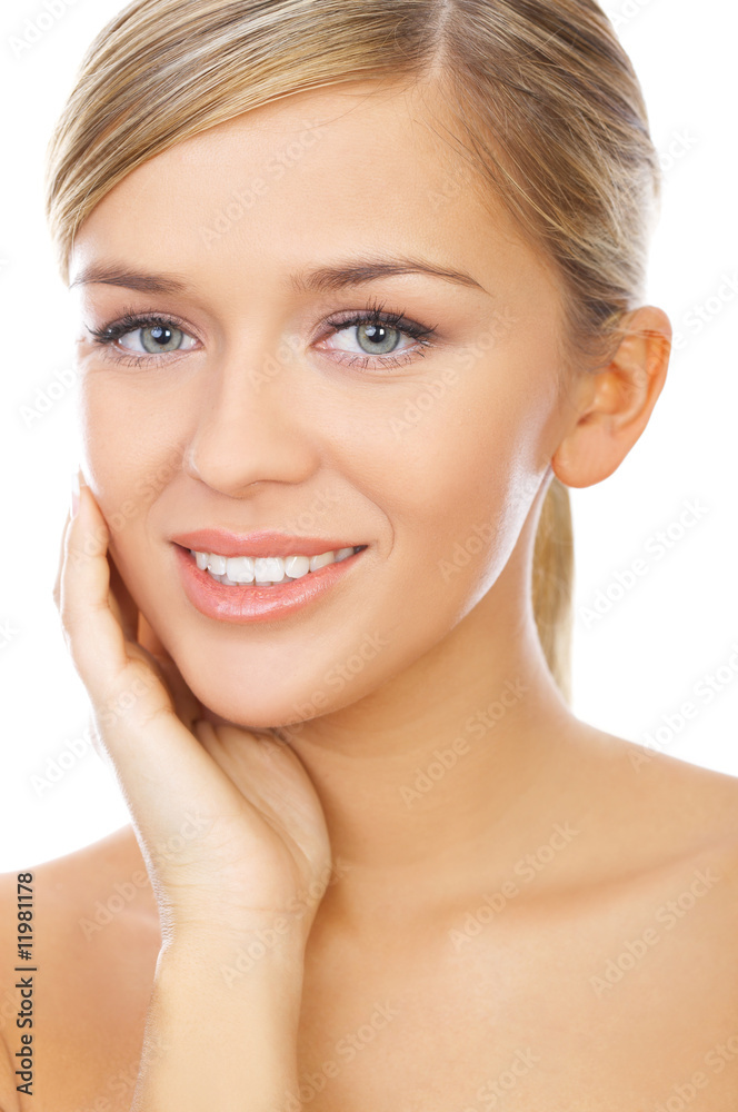 Portrait of 20-25 years old beautiful woman on white Portrait of 20-25 years old beautiful woman on white