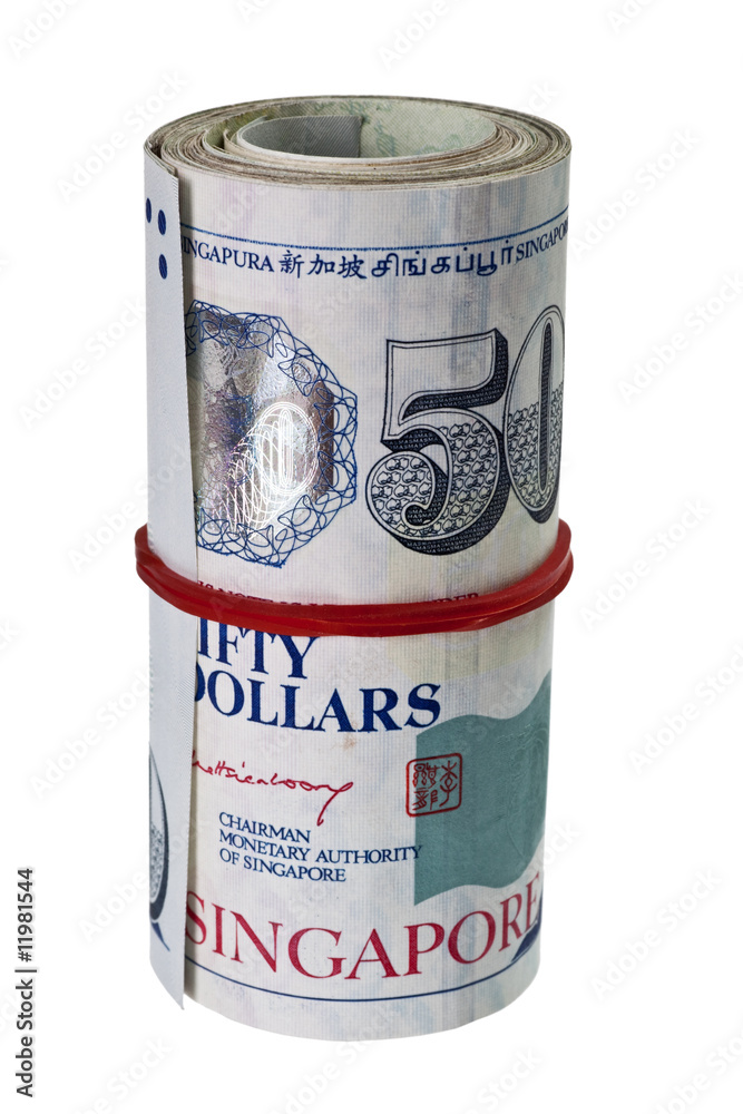 Bundle of Singapore dollar isolated on white background Bundle of Singapore dollar isolated on white background