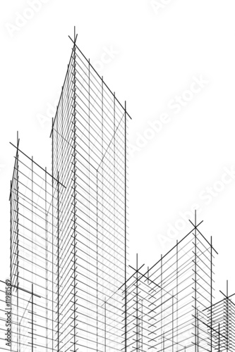 abstract wireframe skyscrappers