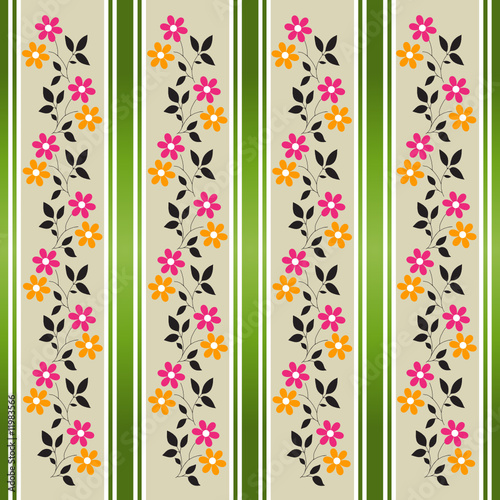 Geometric floral stripes background (vector)