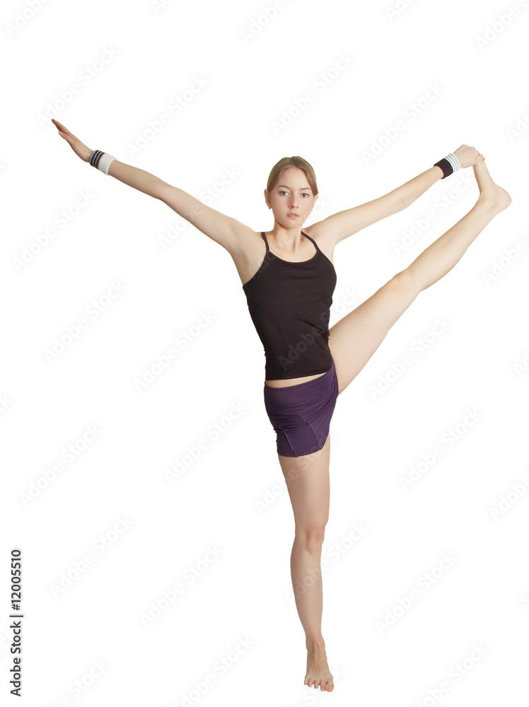 girl makes gymnastic exercise