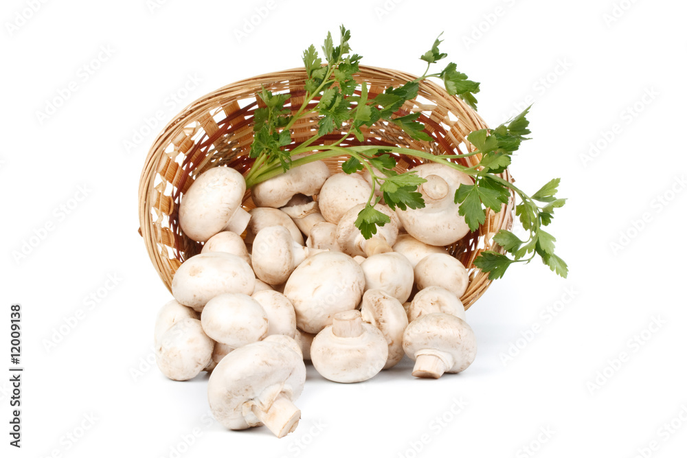 Fresh mushrooms in a basket Fresh mushrooms in a basket