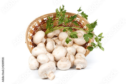Fresh mushrooms in a basket