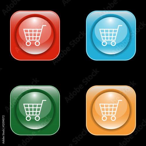 Glossy Shopping Cart Icon Button