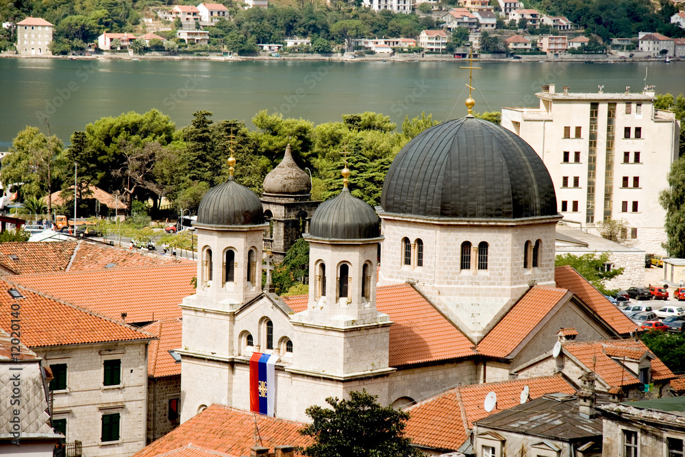 Obraz premium Motenegro. Kotor. Bird's eye view. Cathedral