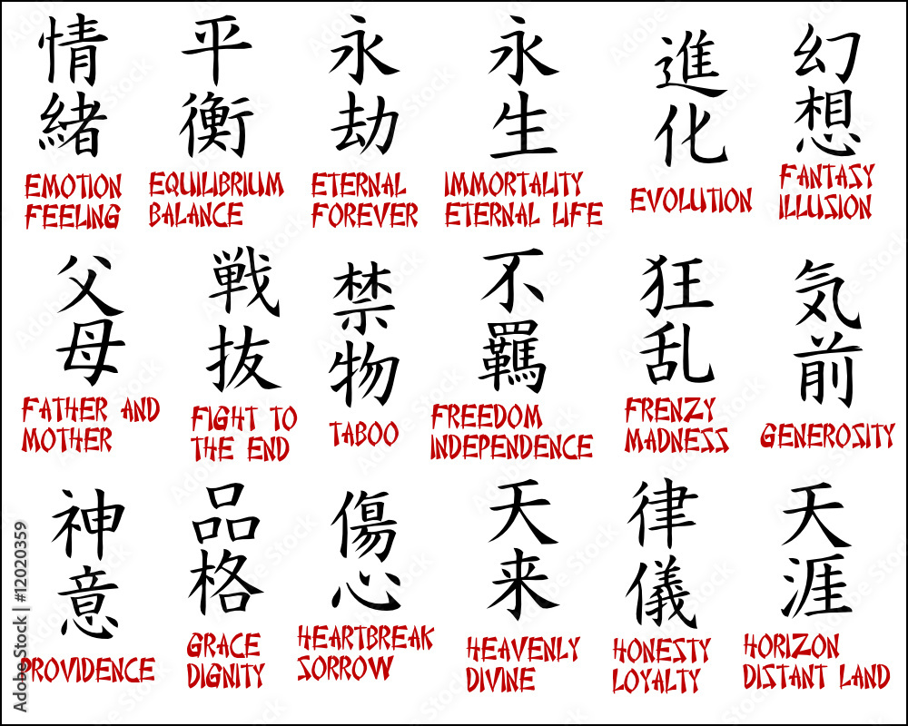 Chinese Symbols Japanese Kanji part 3 Vector De Stock Adobe Stock