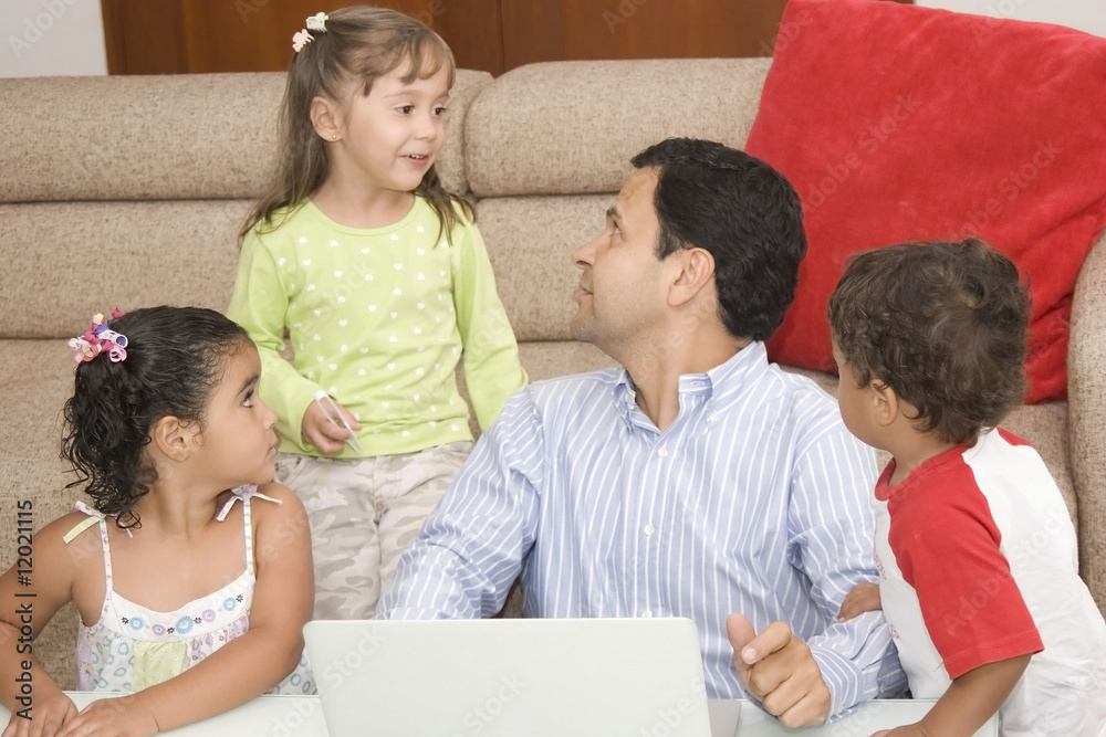 Fototapeta premium Father and his children