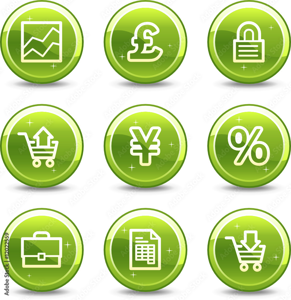 E-business web icons, green glossy circle buttons series E-business web icons, green glossy circle buttons series