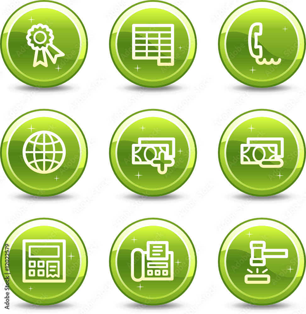Finance web icons, green glossy circle buttons series set 2 Finance web icons, green glossy circle buttons series set 2