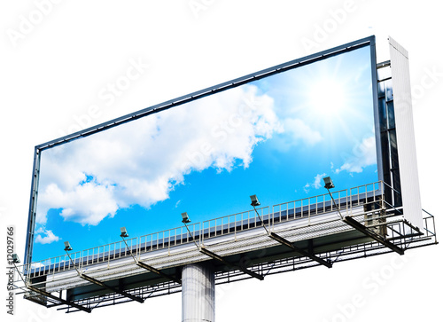 Big blank isolated billboard with sky inside