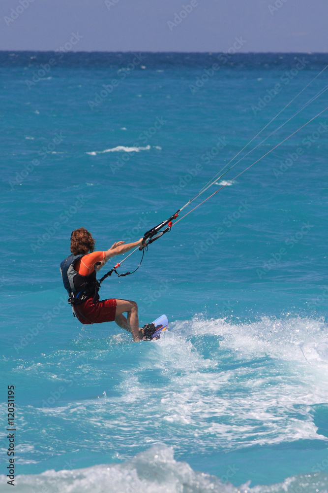 kite boarder on the Ionian island of Lefkas in Greece kite boarder on the Ionian island of Lefkas in Greece
