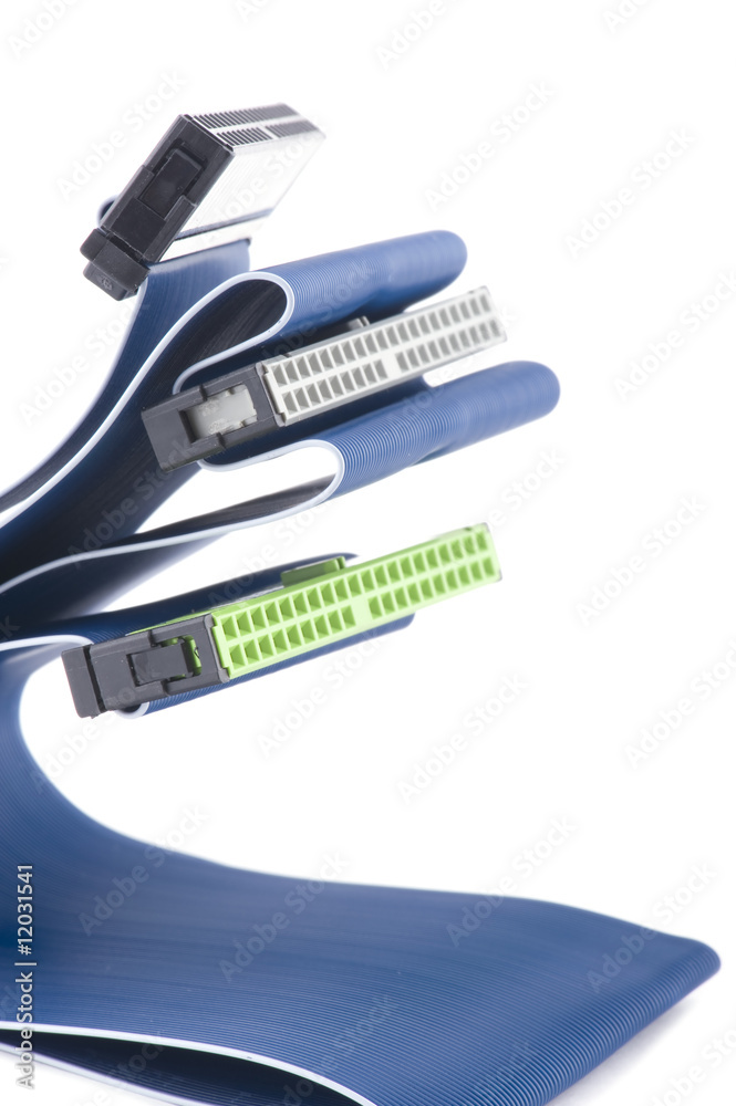 Obraz premium Blue computer cable close up