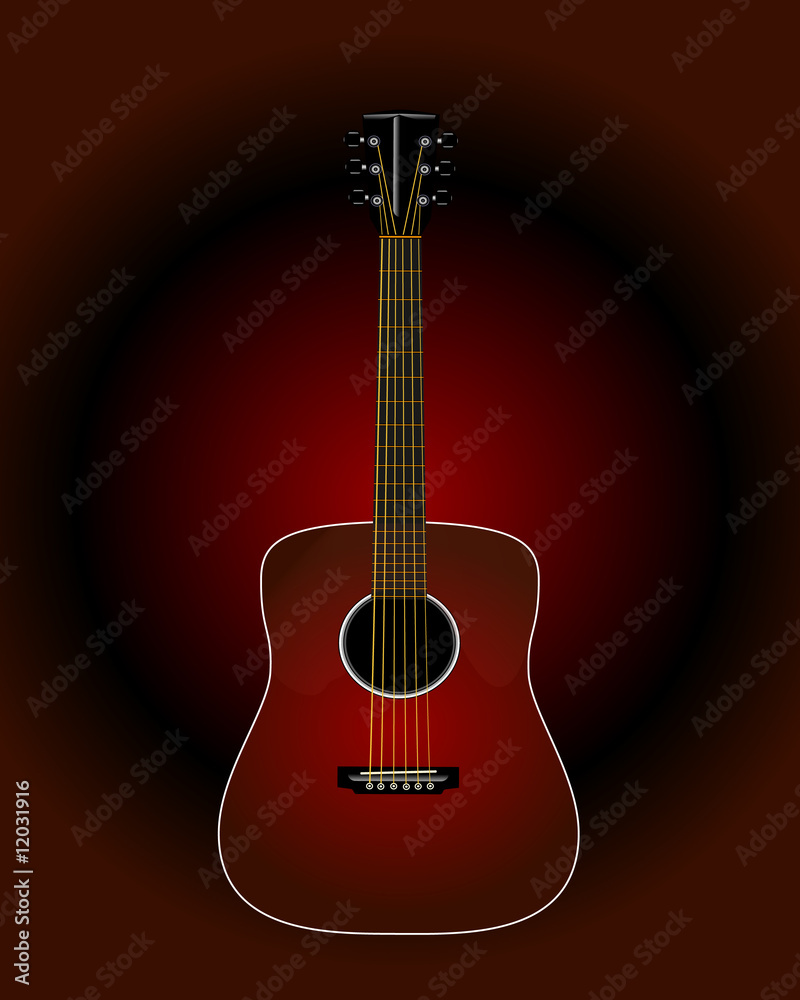 Fototapeta premium Sunburst Acoustic Guitar Illustration