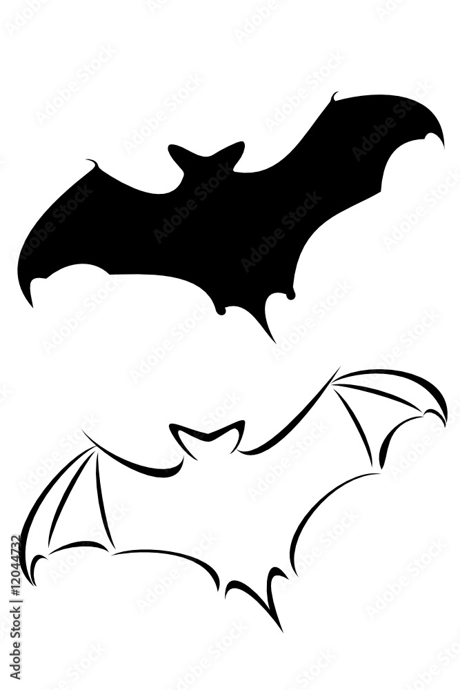 Bat and symmetric tribals Royalty Free Vector Image