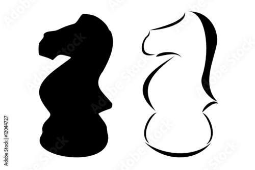 A chess knight tribal tattoo set
