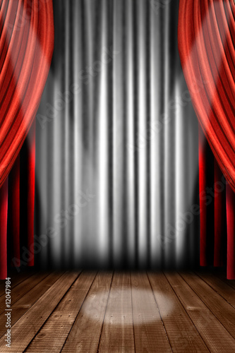 Vertical Stage Drapes With Spot Light