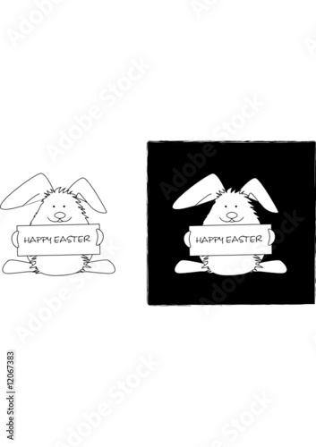 Easter bunny vector blacka nd white