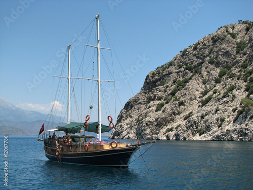 Sailing vessel and mountain