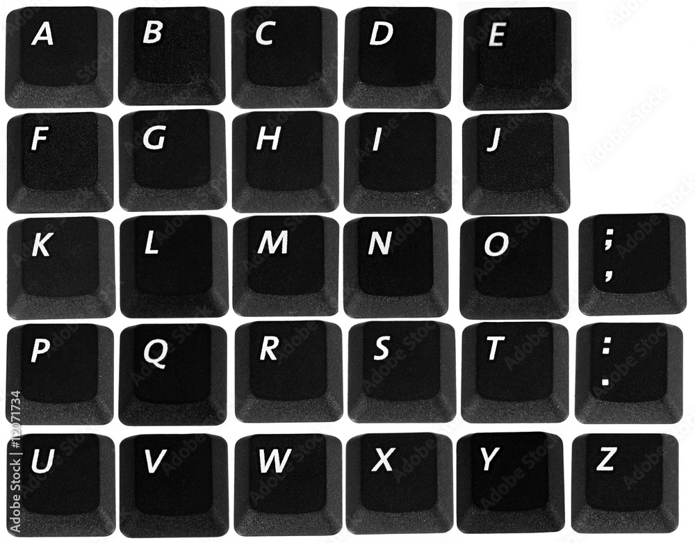 Alphabet made with keyboards buttons isolated Alphabet made with keyboards buttons isolated