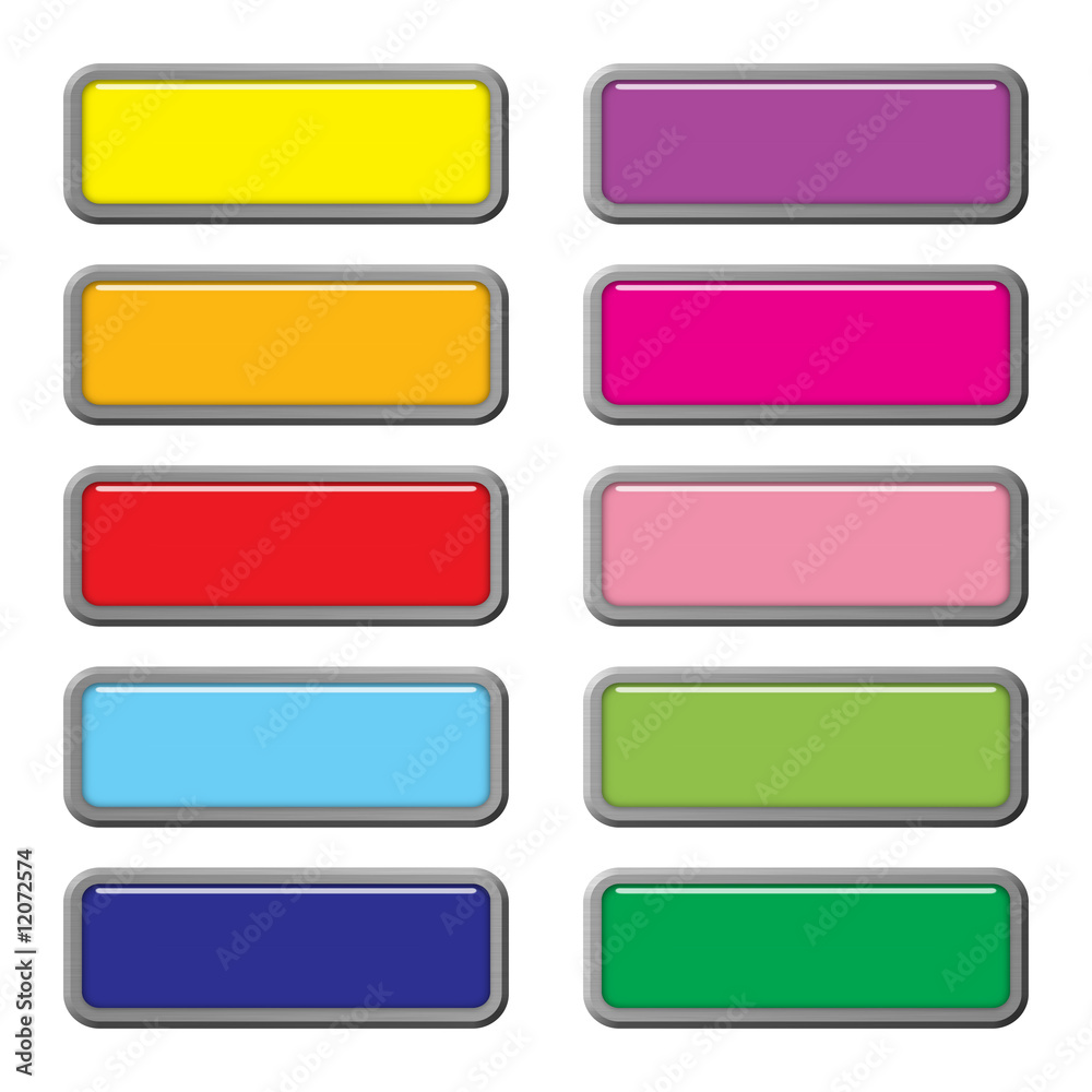 Ten shiny editable webbuttons of glass and steel Ten shiny editable webbuttons of glass and steel