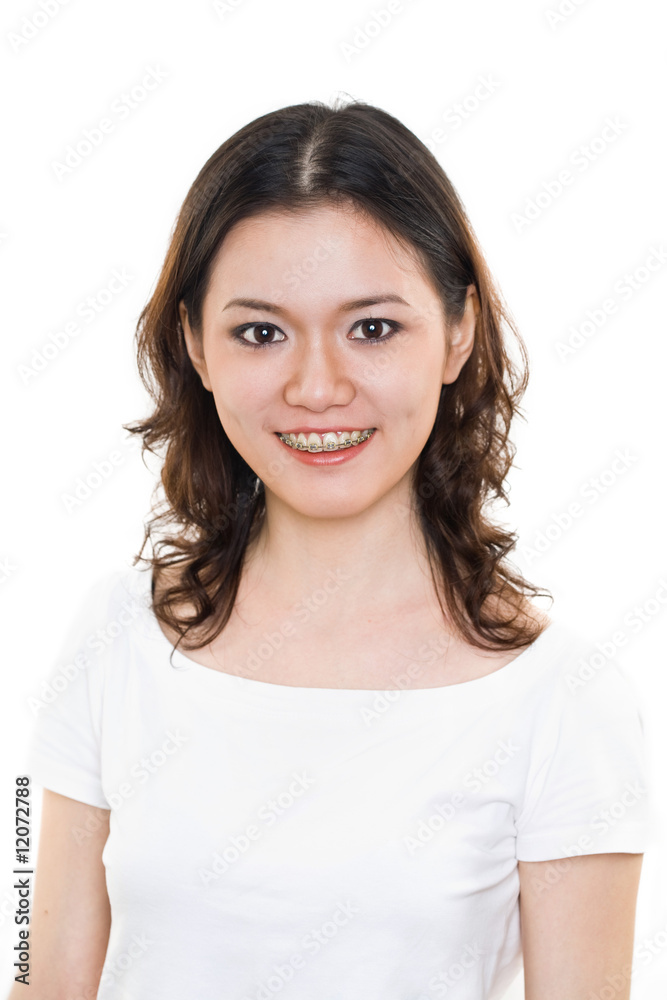 happy young woman with braces happy young woman with braces