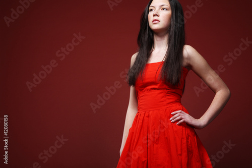 Red dress.