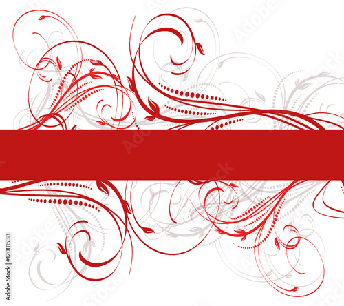 barre floral arebesques rouge et bordeau