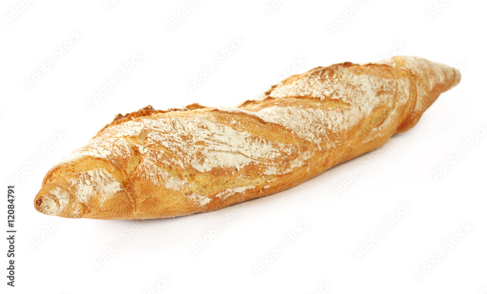 French bread on white background French bread on white background