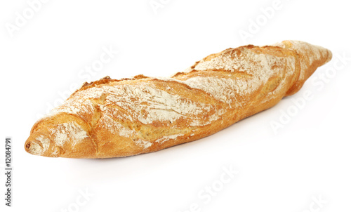 French bread on white background