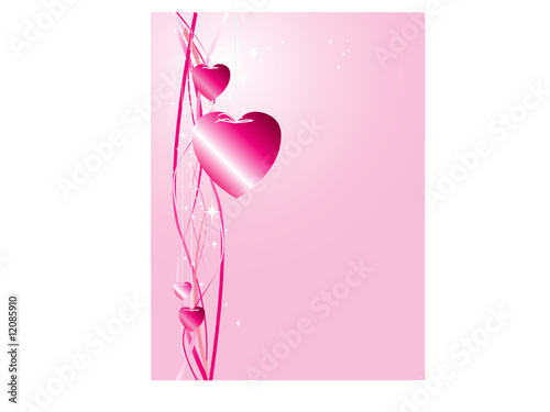 Hearts on strings pink background