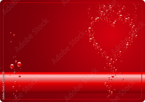 Valentines Day card - Heart from bubbles on red background
