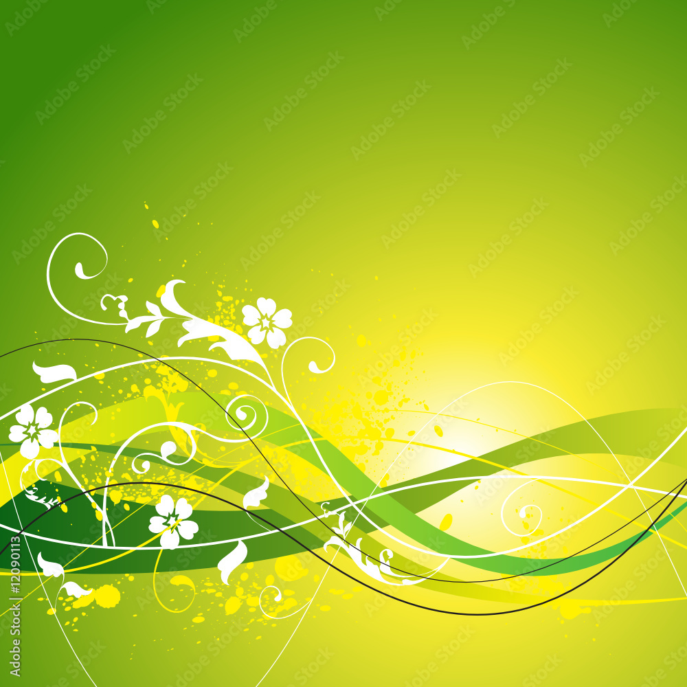 Swirly Grunge Floral Spring Background - Vector Swirly Grunge Floral Spring Background - Vector
