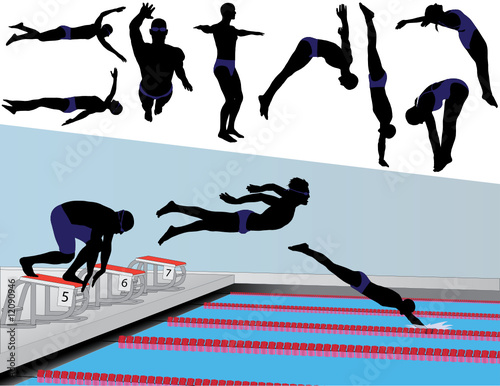 Swimmers and Divers Vector Silhouettes