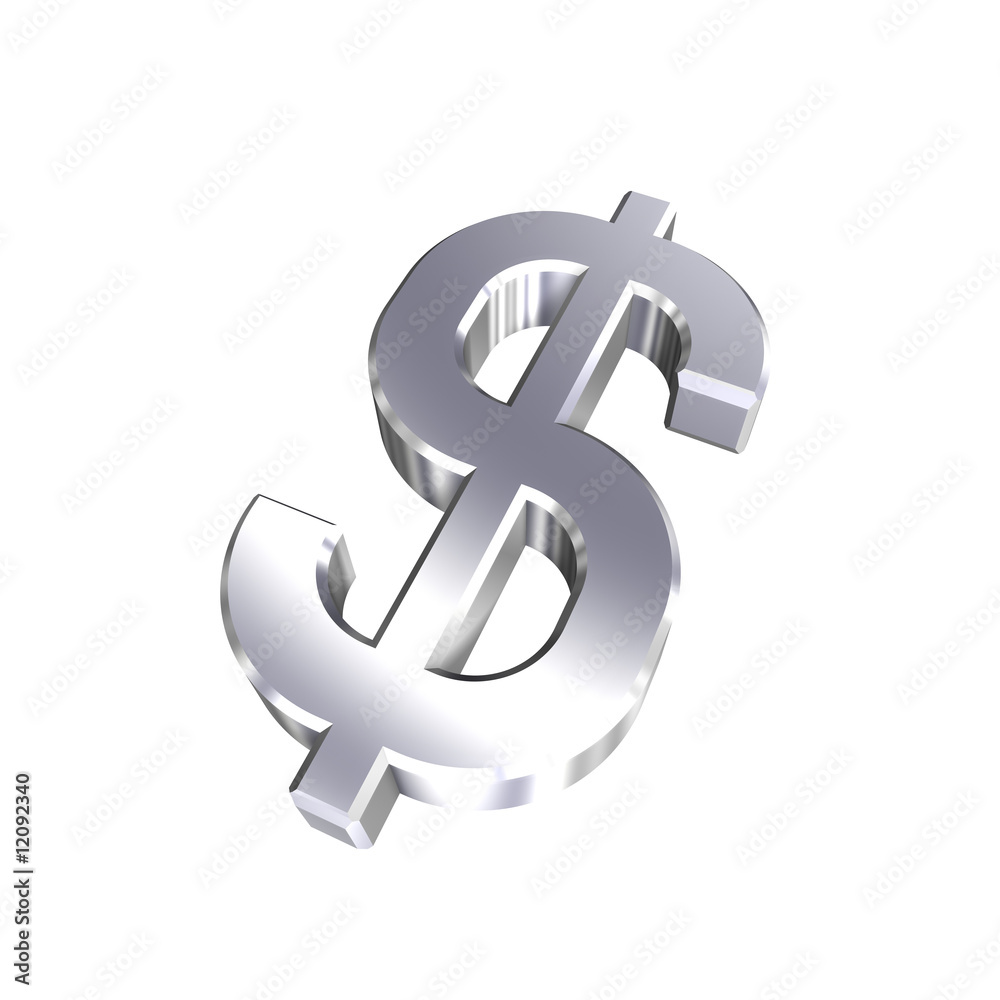 Obraz premium Chrome Dollar sign isolated on white