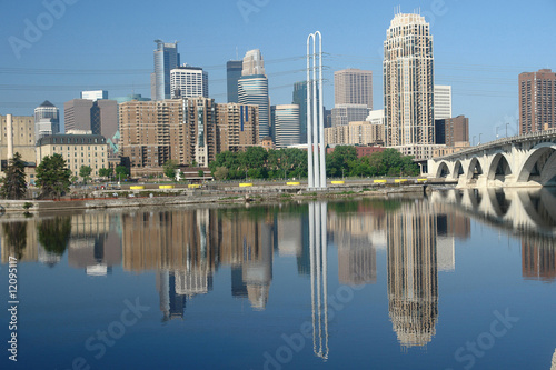 Minneapolis skyline with reflections