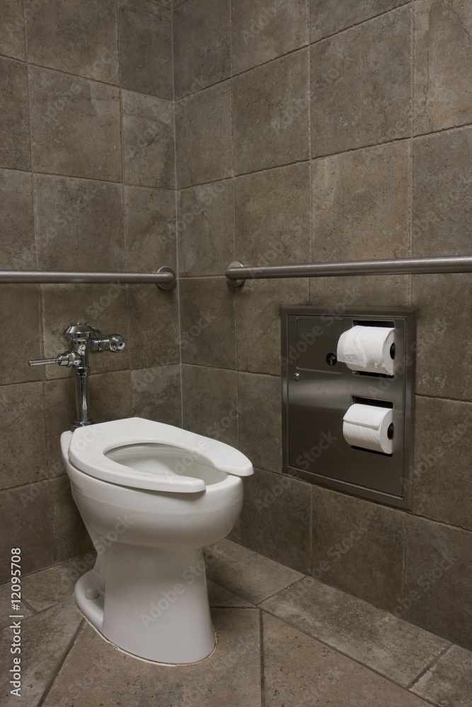 Fototapeta premium clean white toilet in a public restroom