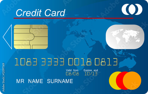Blue credit card vector, highly detailed