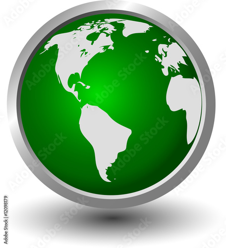 continents on a green sphere, button, (jpg)