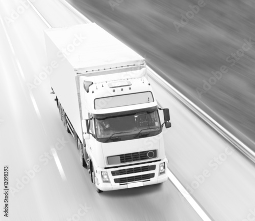 Black and white cargo truck photo