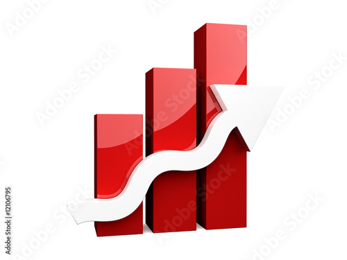 3D Graph with white arrow