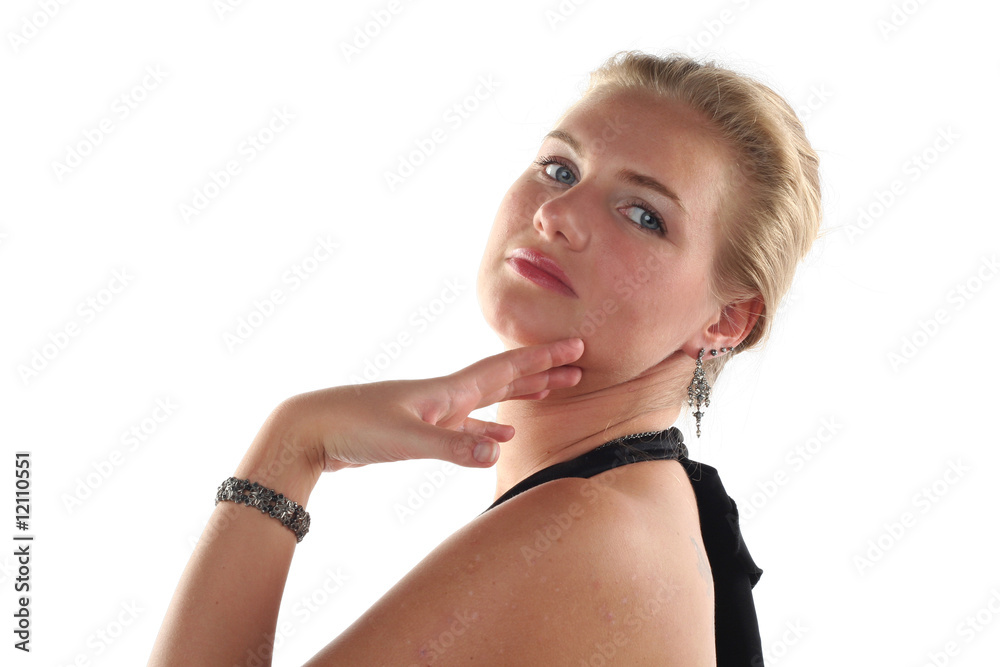 portrait of young blond woman isolated on white background portrait of young blond woman isolated on white background