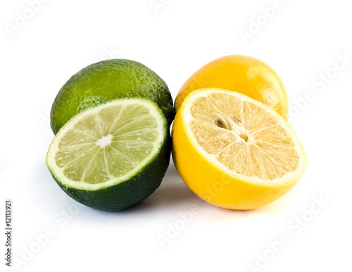 Lime and lemon isolated