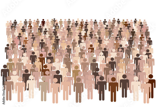 Diverse population of symbol people form large group