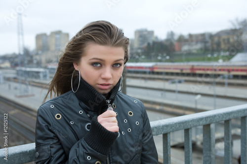 young woman on station