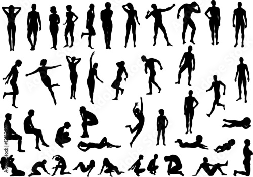 Collection of naked human body vector silhouettes
