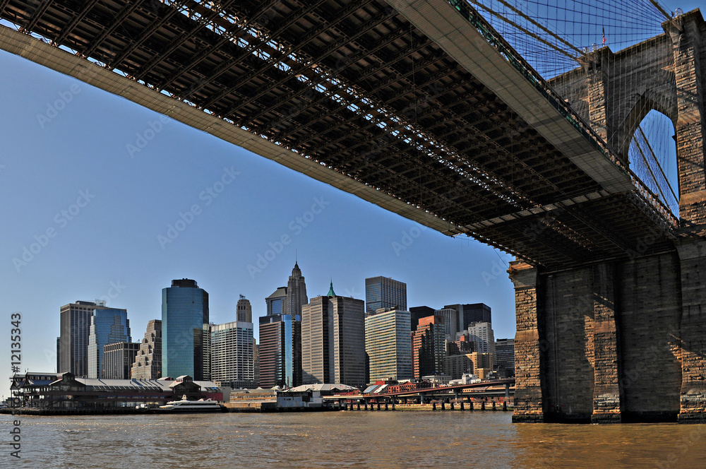 Fototapeta premium Nowy Jork Brooklyn Bridge i Manhattan